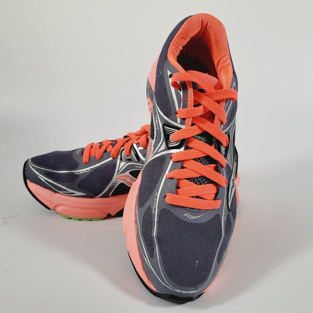 Saucony Mirage 5 Women's Running Shoe Grey/ViziCoral/Green S10267-2, Size 6.5